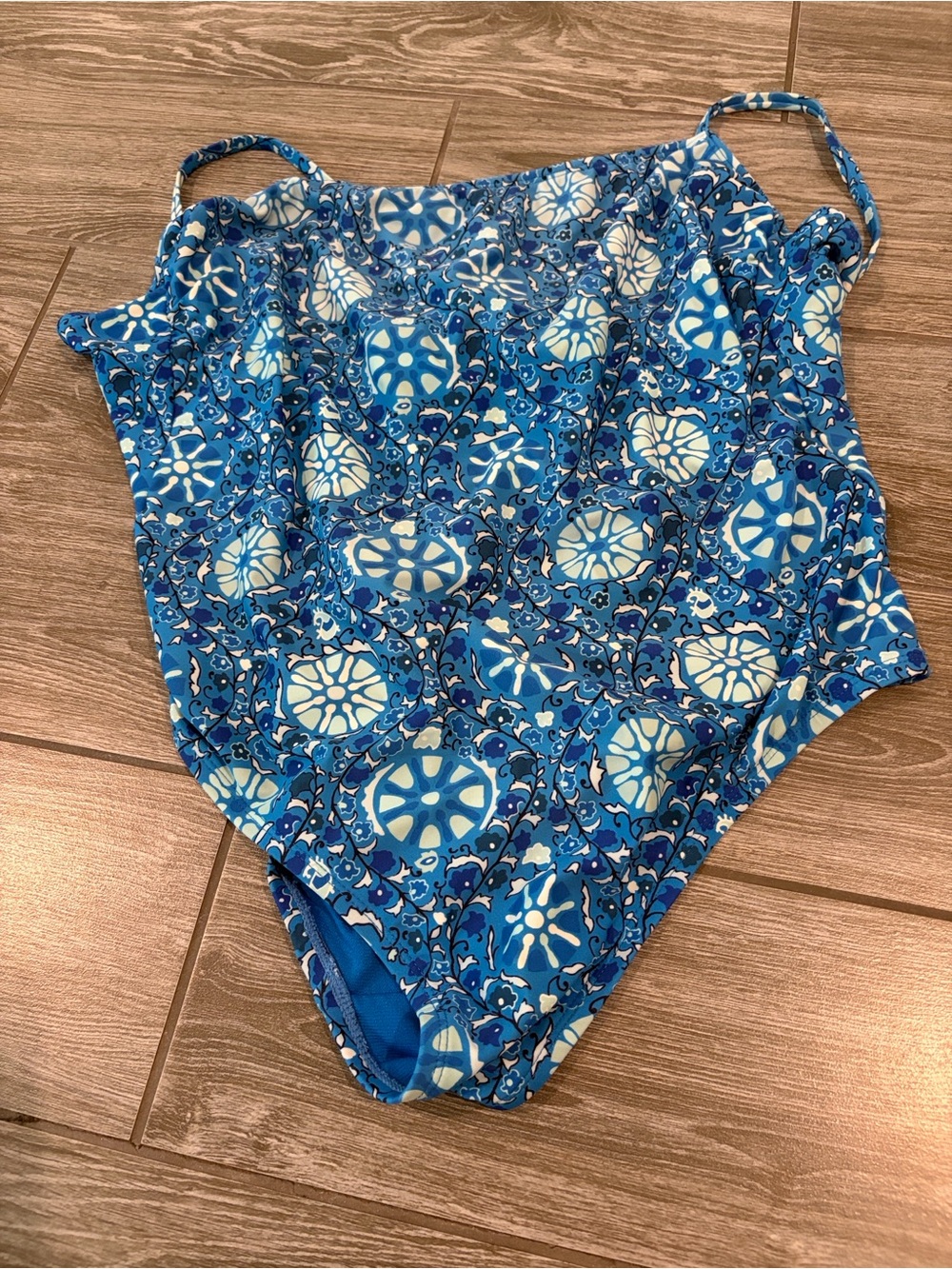 RHODE Blue Geometric-Print One-Piece Swimsuit - Picture 4 of 9